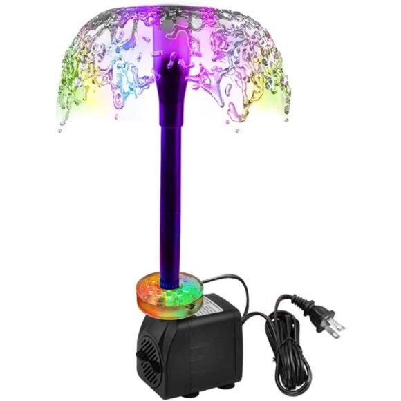 15W 220 Submersible Fountain Pump LED Light, Ultra Quiet Adjustable Water Pump - Picture 1 of 7